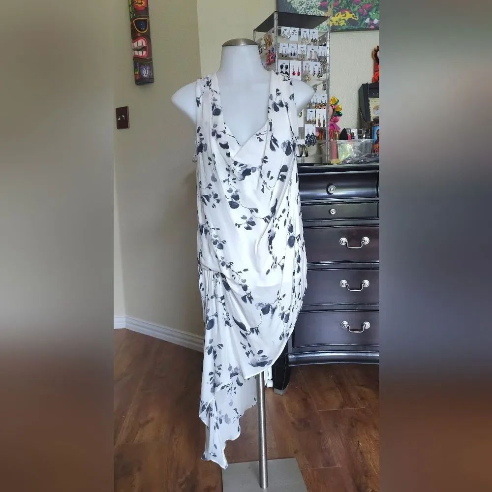 Haute Hippie Black and White Asymmetrical Top